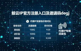 鲸云IP官方注册入口及邀请码degj:新用户如何享受优惠价?