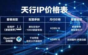 天行IP价格表:J/N节点/静态/L2TP(2026)